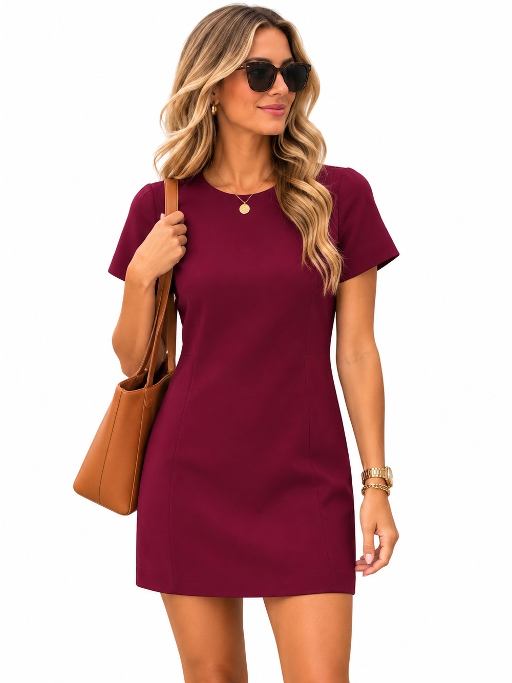 Aritzia Babaton Minimalist Quiet Luxury Elegant Mini Dress in Burgundy size 0